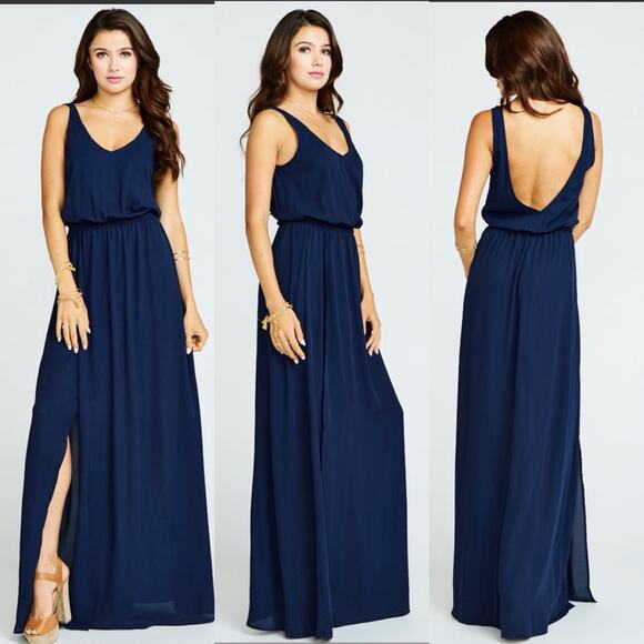 Show Me Your MuMu Kendall Maxi Long Dress Navy - Picture 1 of 14